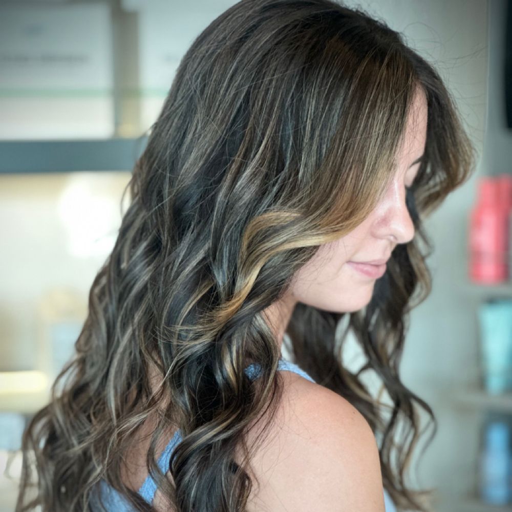 Dark balayage curls